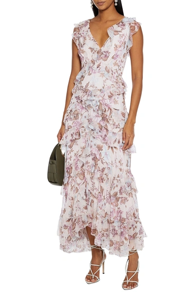 Zimmermann Charm Flutter Tiered Floral-print Silk-georgette Midi