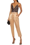 Cami Nyc Alex Cropped Silk-blend Charmeuse Tapered Pants In Sand