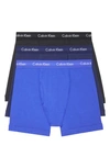 Calvin Klein 3-pack Moisture Wicking Stretch Cotton Boxer Briefs In Blue Combo