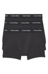 Calvin Klein 3-pack Moisture Wicking Stretch Cotton Boxer Briefs In Ub1 Black