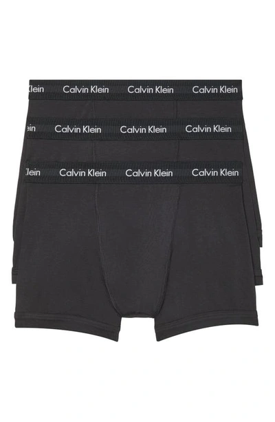 Calvin Klein 3-pack Moisture Wicking Stretch Cotton Boxer Briefs In Ub1 Black