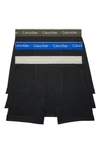 Calvin Klein 3-pack Boxer Briefs In Black/ Grey/ Blue