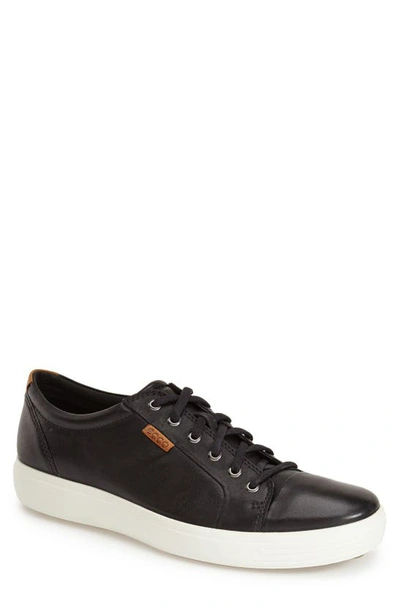 Ecco Soft Vii Lace-up Sneaker In Black Leather
