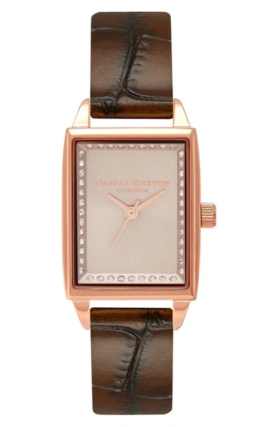 Olivia Burton Women's Timeless Classic Brown Leather Strap Watch, 20mm In Rose Gold