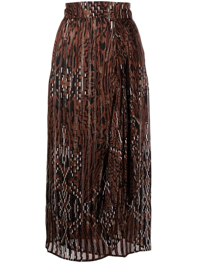 Hayley Menzies Aztec Wrap Midi Skirt In Braun