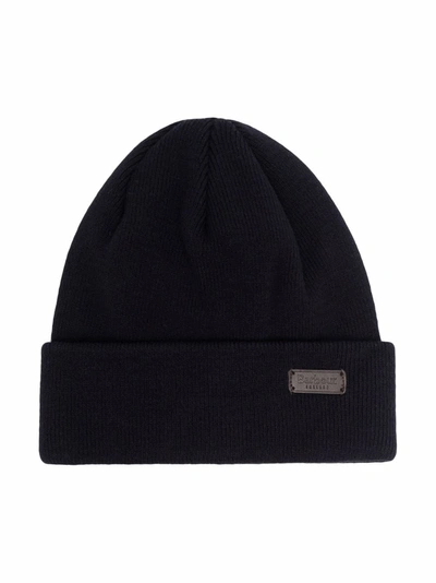 Barbour Kids' Ribbed Cotton-blend Beanie In Navy