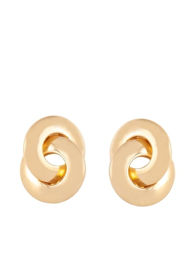 Pre-owned Dior 1980s  Interlinked Clip-on Earrings In Gold