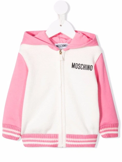 Moschino Babies' Teddy Bear Logo连帽衫 In Pink