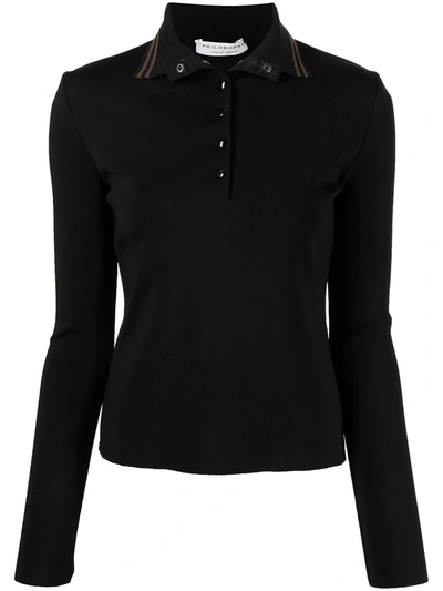 Philosophy Di Lorenzo Serafini Stretch Long-sleeve Polo Shirt In Black