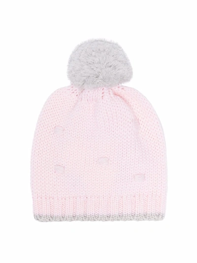 La Stupenderia Babies' Cashmere-knit Bobble Hat In Pink