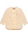 Gucci Babies' Embroidered Logo Long-sleeve Cotton Shirt In White