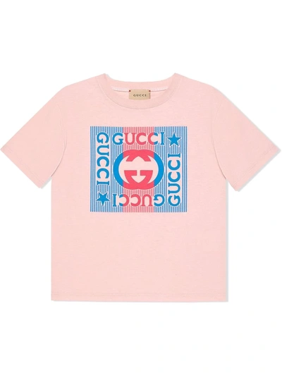 Gucci Kids' 印花棉质平纹针织t恤 In Cream