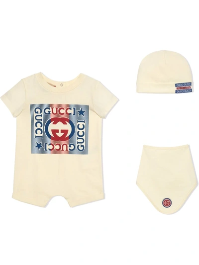 Gucci Babies'  Logo礼物套装 In White