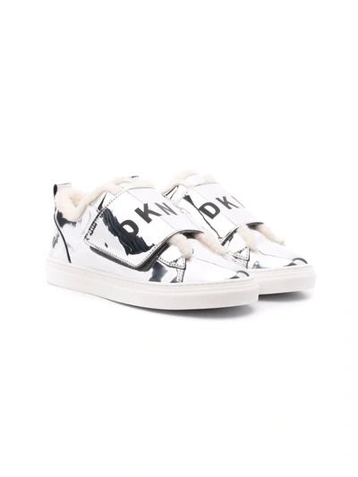 Dkny Teen Metallic-effect Low-top Trainers In Grey
