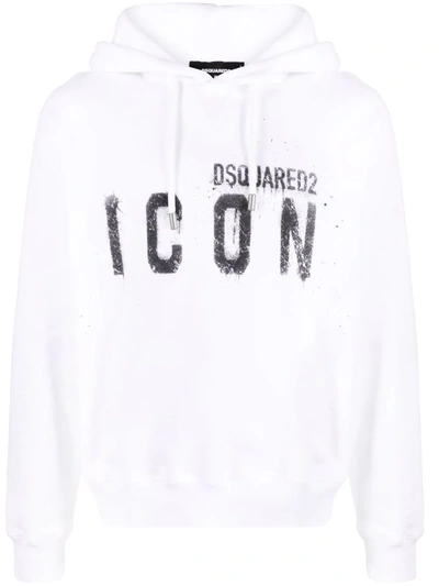 Dsquared2 Icon Paint-splatter Cotton Hoodie In 100