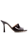 Bottega Veneta Stretch Square-toe Leather Mules In Pine
