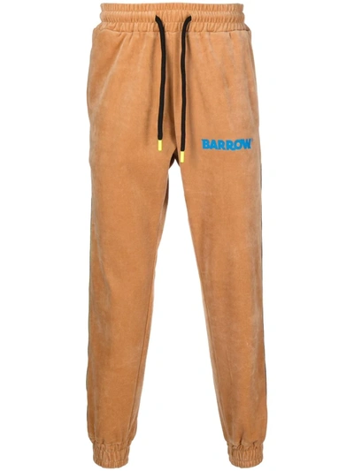 Barrow Terry-cloth Logo-patch Trackpants In Brown