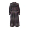 Ganni Shirred Checked Organic Cotton-blend Seersucker Midi Dress In Black