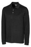 Cutter & Buck Advantage Eco Tri-blend Pique Mens Big And Tall Long Sleeve Polo In Black