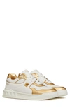 Valentino One Stud Leather Sneakers With Contrasting Inserts In White