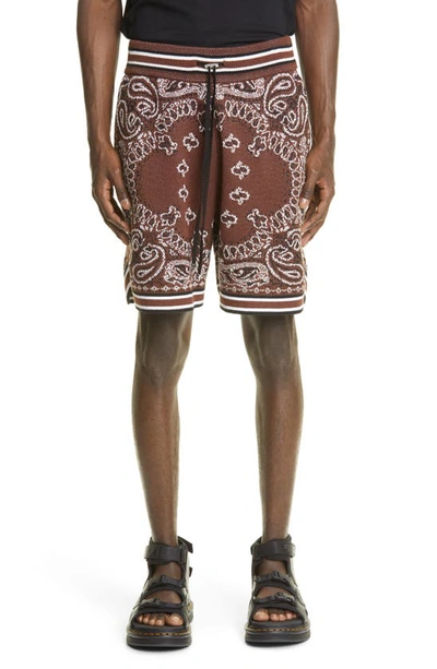 Amiri Bandana Crochet Basketball Shorts In Brown