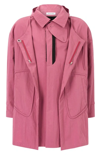 Kiko Kostadinov Muriseay Hooded Coat In Claret / Black | ModeSens