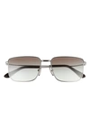 Prada 56mm Rectangular Sunglasses In Black/ Gunmetal/ Grey Gradient