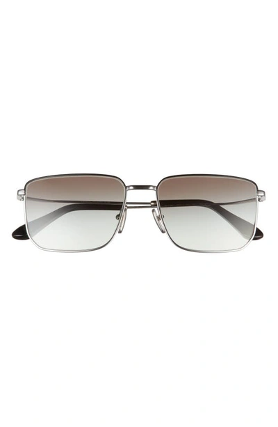 Prada 56mm Rectangular Sunglasses In Black/ Gunmetal/ Grey Gradient