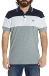 Johnny Bigg Dangerfield Stripe Polo Shirt In Grey Marle