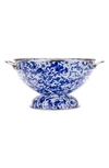 Golden Rabbit Cobalt Swirl Enamelware Collection 2 Quart Colander In Blue Swirl