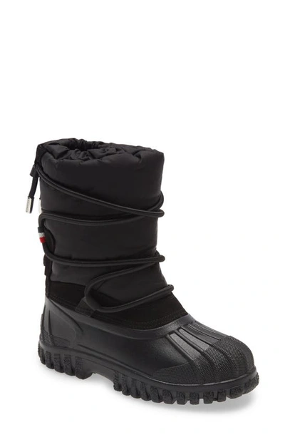 Moncler Kids' Chris Faux Fur Lined Waterproof Snow Boot In Black