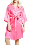 ICOLLECTION LONG SLEEVE SATIN ROBE,7854