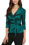 ALEX EVENINGS BRUSHED SATIN TIE WAIST BLOUSE,8366625