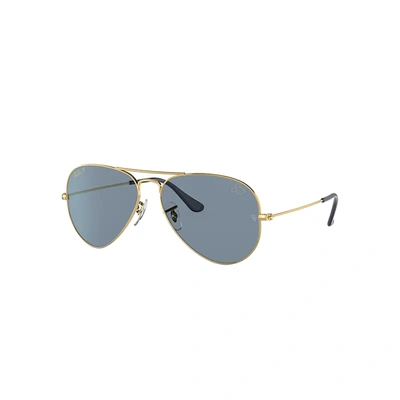 Ray Ban Aviator Mickey Wdw50 Sunglasses Gold Frame Blue Lenses Polarized 58-14