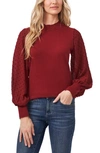 Cece Clip Dot Sleeve Sweater In Claret Red