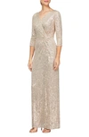 ALEX EVENINGS SEQUIN COLUMN GOWN,8196646