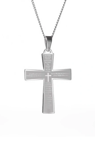 Brook & York Lord's Prayer Cross Pendant Necklace In Silver