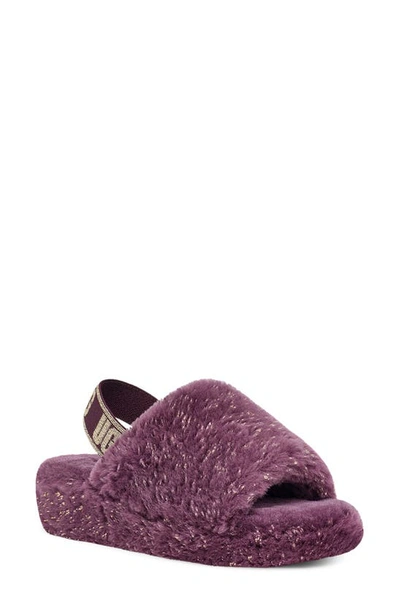 Ugg (r) Fluff Yeah Genuine Shearling Slingback Sandal In Pinot Noir