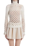 Valentino Womens Avorio Turtleneck Semi-sheer Stretch-woven Jumper Xs