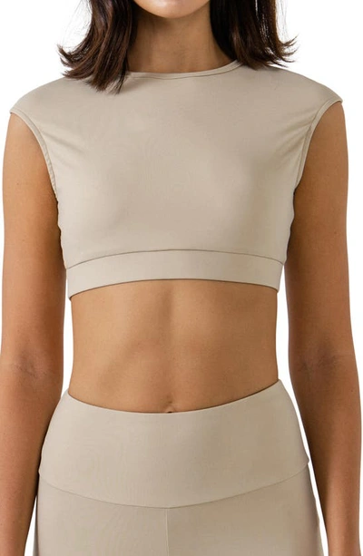 Grey Lab Strappy Back Crop Top In Khaki