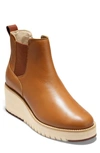 Cole Haan Women's Zerogrand City Leather Wedge Boots In British Tan Leather