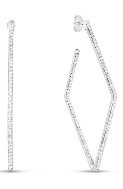 Roberto Coin Diamond Square Hoop Earrings In White Gold