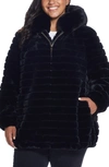 Gallery Hooded Faux Fur Jacket In Black
