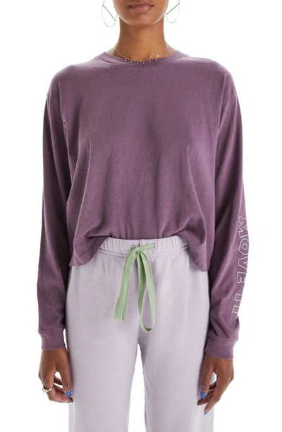 Mother The L/s Twister Crop Get Physical Flint T-shirt In Purple - Size X-large (also In Xs, S,m, L)