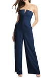 Dessy Collection Strapless Crepe Jumpsuit In Blue