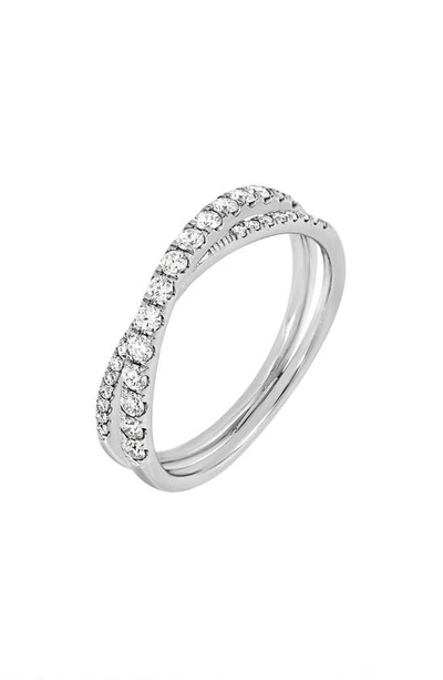 Bony Levy Diamond Crossover Ring In 18k White Gold