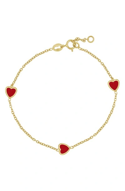 Bony Levy Kids' 14k Gold Heart Station Bracelet In 14k Yellow Gold
