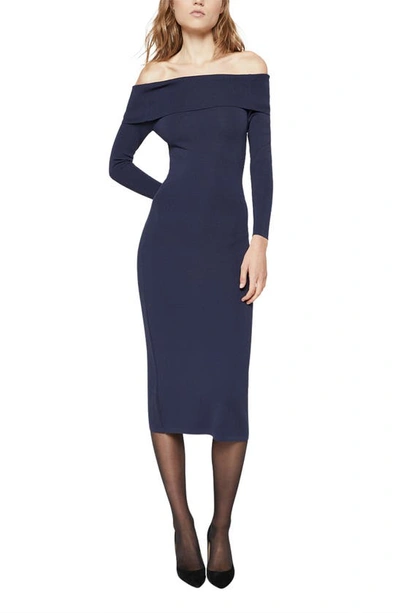 knee length dresses for ladies Isabelle Bardot Split Flare Sleeves Midi Dress Purple – Girl In Mind