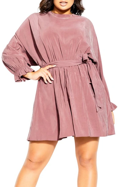 City Chic Romanticize Belted Tunic In Amaretto