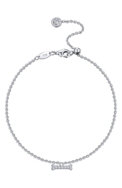 Lafonn Simulated Diamond Dog Bone Charm Bracelet In White